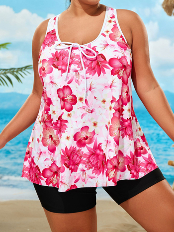 Costum de baie pentru femei, imprimare digitală, model split, fără mâneci, din nailon, căptușeală din poliester, cu pernă pentru bust