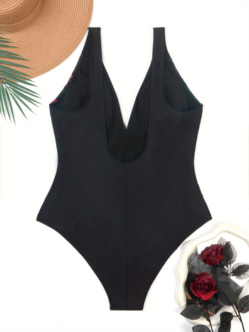 Γυναικείο ολόσωμο μαγιό με μοτίβο ραγισμένων λουλουδιών, με επένδυση στήθους, 82% σπάντεξ, επένδυση 100% σπάντεξ