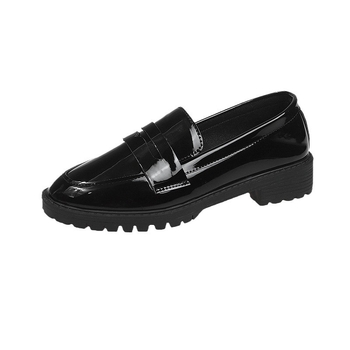 Μέρι Τζέϊν λοφέρς με στρογγυλό δάχτυλο, PU επάνω μέρος, χαμηλός αστράγαλος, ρηχά άνοιγμα, μεσαίο ύψος τακουνιού 3–5 cm, καουτσούκ σόλα