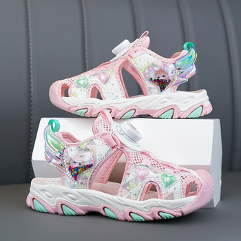 Παιδικά αθλητικά σανδάλια παραλίας για κορίτσια, με άνω μέρος από δίχτυ, σόλα EVA, σχέδιο σε χρωματικό συντονισμό, ηλικίες 4–16 ετών