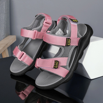 Παιδικά σανδάλια για κοριτσάκια — άνω μέρος από ύφασμα, σόλα EVA, κλείσιμο Velcro, μονόχρωμο σχέδιο, casual στυλ