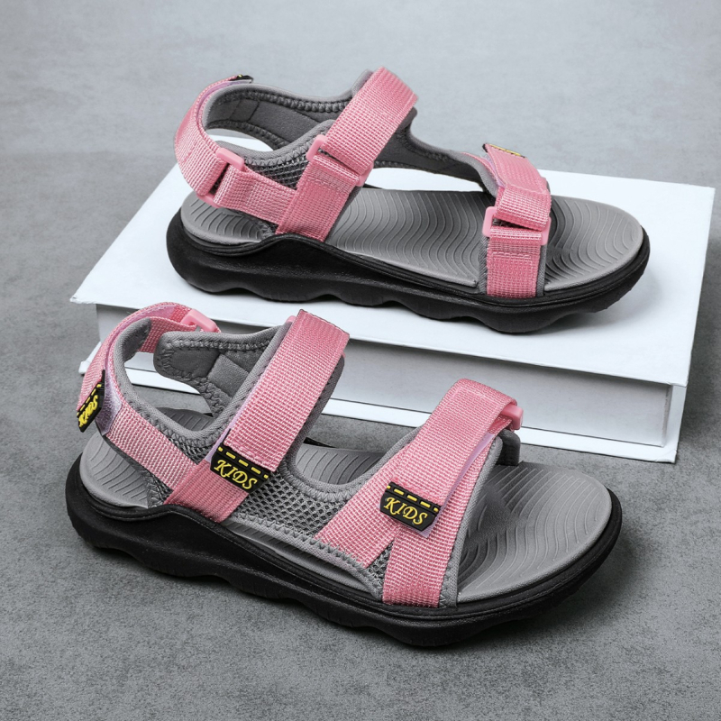 Dječje sandale za djevojčice — gornji dio od tekstila, EVA potplat, zatvaranje na Velcro, jednobojni uzorak, casual stil