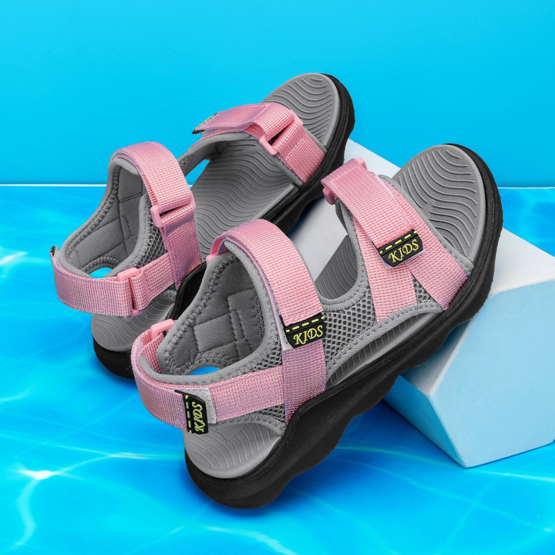 Dječje sandale za djevojčice — gornji dio od tekstila, EVA potplat, zatvaranje na Velcro, jednobojni uzorak, casual stil