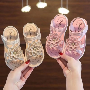 Παιδικά παραθαλάσσια σανδάλια σε στιλ πριγκίπισσας, πλαστικό πάνω μέρος, ηλικίες 4–16 ετών