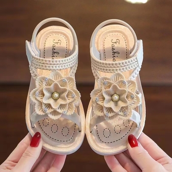 Παιδικά παραθαλάσσια σανδάλια σε στιλ πριγκίπισσας, πλαστικό πάνω μέρος, ηλικίες 4–16 ετών