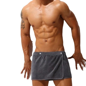 Vīriešu vannas dvielis ar īsu svārku - nēsājam dvieli peldēšanai, minimālisma stilā, 90-95% poliesters, terry audums, 181-200 g/m²