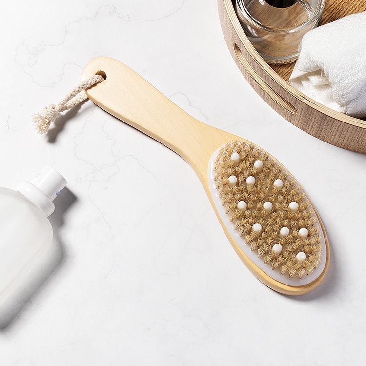 Fürdő- és masszázs testkefe görbített fogantyúval – Hemu sörtével