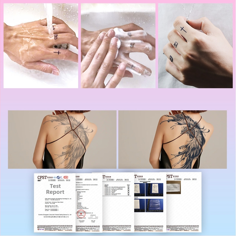 Стикер за временна татуировка Феникс за пълен гръб — воден трансфер, персонализиране и лицензирана частна марка (Материал: бяла карта; Процес: воден трансфер; Персонализиране: Да; Лицензирана частна марка: Да)