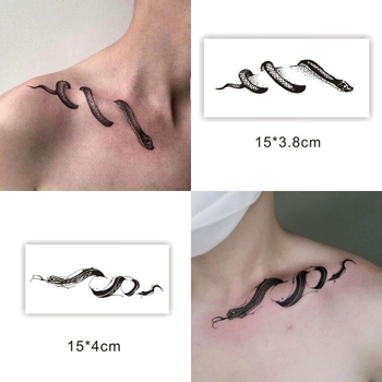 Αυτοκόλλητα τατουάζ στην κλείδα με σχέδιο φιδιού — ημι-μόνιμα, αδιάβροχα, μακράς διάρκειας, unisex, Fill art