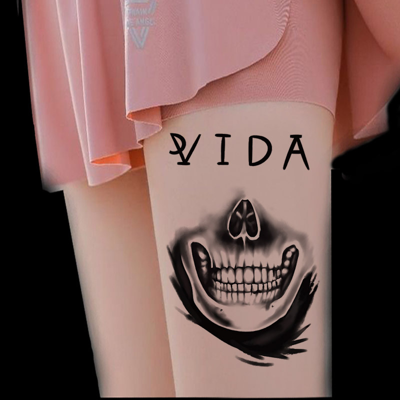 Tatuāžas uzlīme – ūdensizturīga, ilgi noturīgs dizains (roze, smaidošā seja, spoks); Materiāls: amatnieku papīrs; Apstrāde: drukāšana; Uzlīme; Pusautomatizēta ražošana