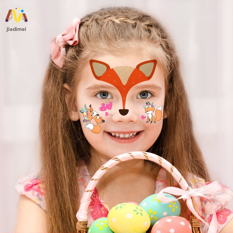 Vaikų veido tatuiruotės lipdukas – undinėlės ir vienaragio dizainas, transferiniai lipdukai, pakabinamos dekoracijos