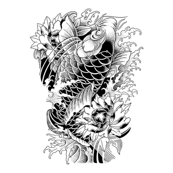 Στικέρ τατουάζ για ολόκληρη την πλάτη, ημι-μόνιμο, αδιάβροχο, βότανο σχέδιο, μεταφορά εκτύπωσης