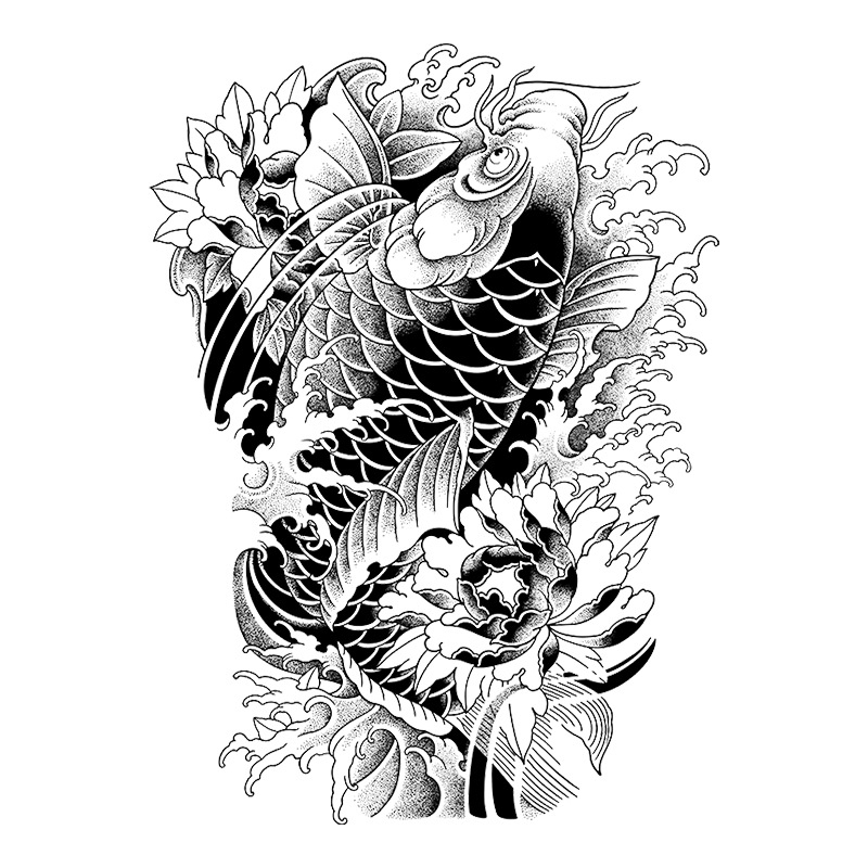 Στικέρ τατουάζ για ολόκληρη την πλάτη, ημι-μόνιμο, αδιάβροχο, βότανο σχέδιο, μεταφορά εκτύπωσης