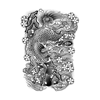 Αυτοκόλλητο τατουάζ για ολόκληρη πλάτη – βότανο σχέδιο, εκτύπωση με μεταφορά νερού, κατασκευή αυτοκόλλητου μεταφοράς, μηχανική παραγωγή, τυπωμένο λογότυπο