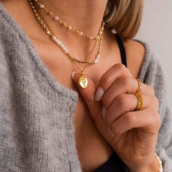 Κολιέ από τιτάνιο ατσάλι με μη κανονικό οβάλ κρεμαστό σε σχήμα τριαντάφυλλου, επιχρυσωμένο με 18k χρυσό, αλυσίδα σε σχήμα οβάλ συνδέσμων, ρυθμιζόμενο μήκος 21–50 cm, για γυναίκες