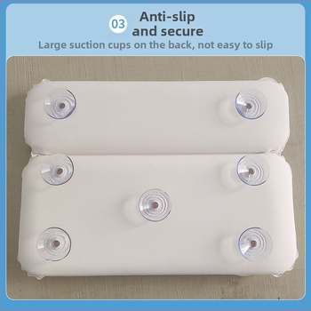 Stačiakampė PVC vonios pagalvė su siurbtuku, atspari vandeniui, neslystanti kaklo parama, pripučiamas pagalvė