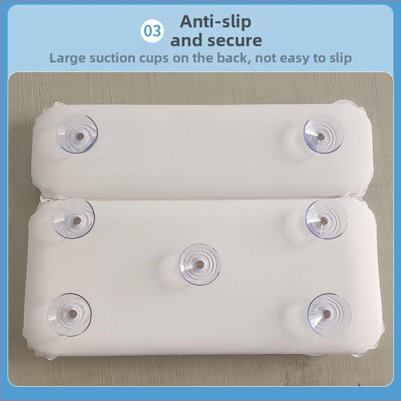 Правоъгълна PVC баня възглавница с присоска, водоустойчива и нехлъзгаща се шийна опора, надуваема