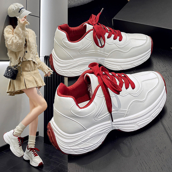 Дамски обувки стил dad shoes със PU горна част, EVA стелка, гумирана подметка, среден ток 3–5 см