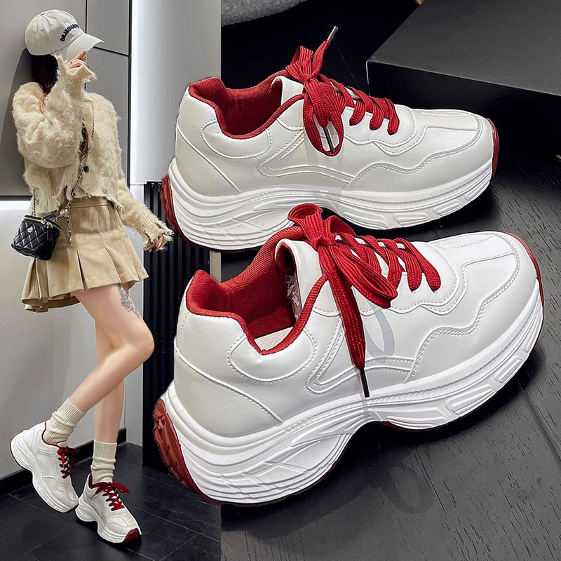 Дамски обувки стил dad shoes със PU горна част, EVA стелка, гумирана подметка, среден ток 3–5 см