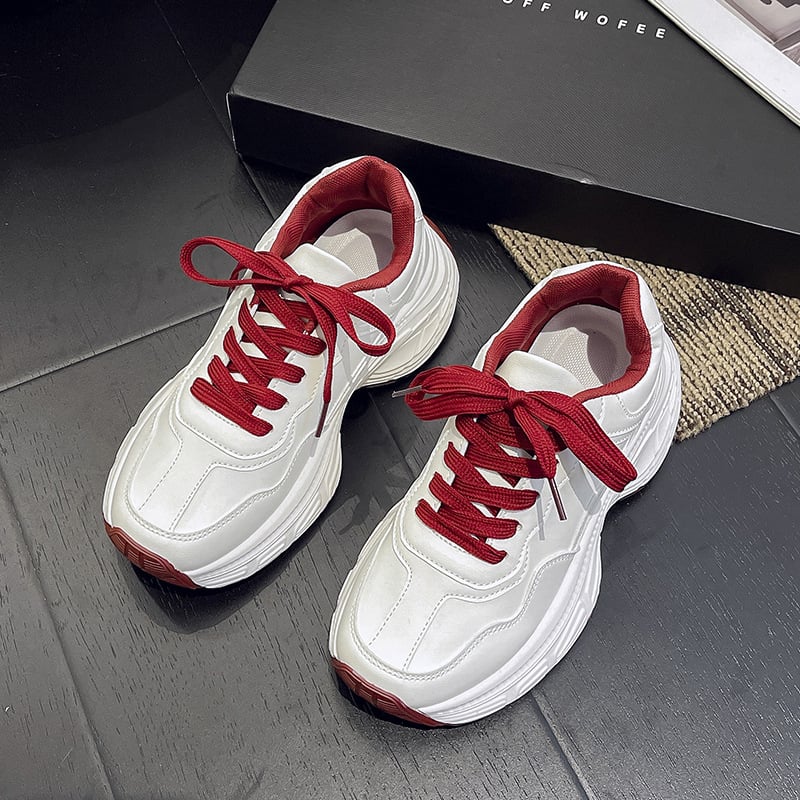 Дамски обувки стил dad shoes със PU горна част, EVA стелка, гумирана подметка, среден ток 3–5 см
