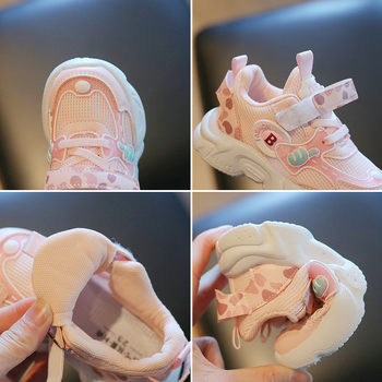 Αεριζόμενα παιδικά παπούτσια με δικτυωτό πάνω μέρος, Velcro κλείσιμο, ελαφριά, αντιολισθητική σόλα από καουτσούκ, σχέδιο καρτούν, κατάλληλα για άνοιξη και φθινόπωρο.