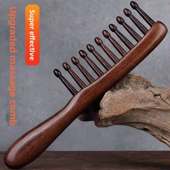 Ξύλινη χτένα με ευρείς δόντια για μασάζ μαλλιών και θεραπεία με μεσημβρινούς – σανδαλόξυλο ή ροζ ξύλο