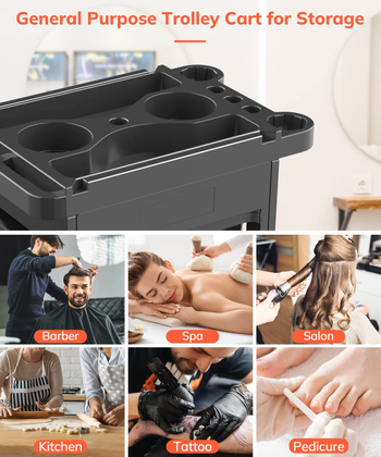 Κομμωτηριακή καρότσα, 6 επιπέδων, με μπολ βαφής μαλλιών και περιστρεφόμενο 360° χώρο αποθήκευσης, PP υλικό, φορητή