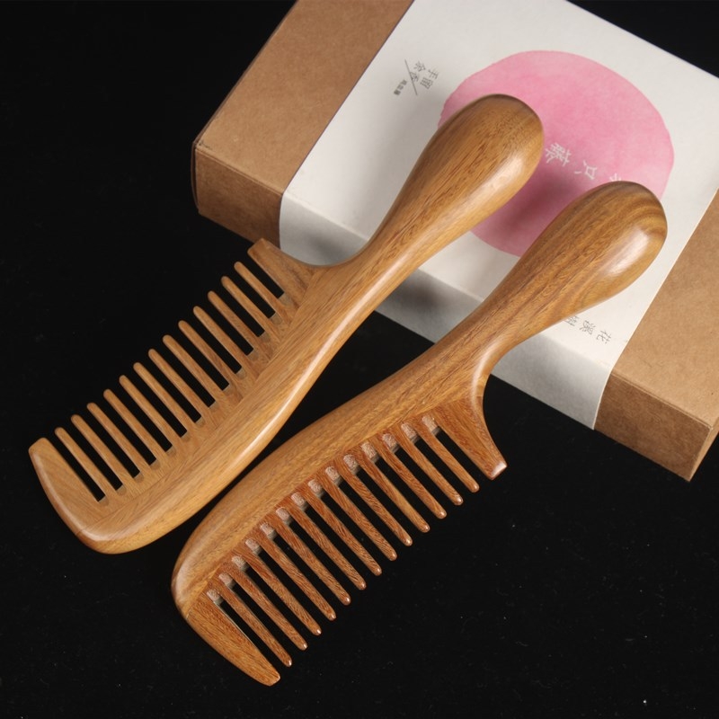 Дървен гребен с барабанна дръжка, масаж на скалпа