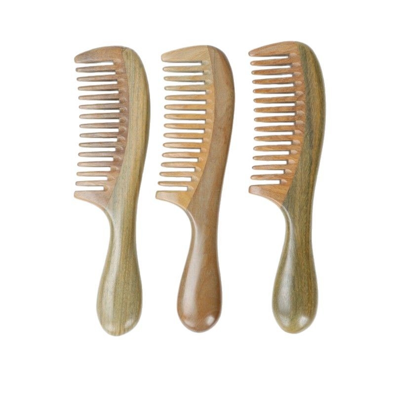 Дървен гребен с барабанна дръжка, масаж на скалпа