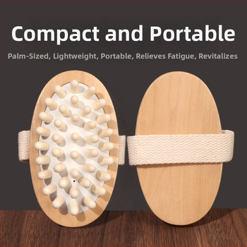 Koka meridiānu ķermeņa masieris ar bumbiņveida galvu muguras masāžai — Nanxi; Materiāls: Hemu; Kategorija: Air cushion comb; Mērķauditorija: parastie lietotāji