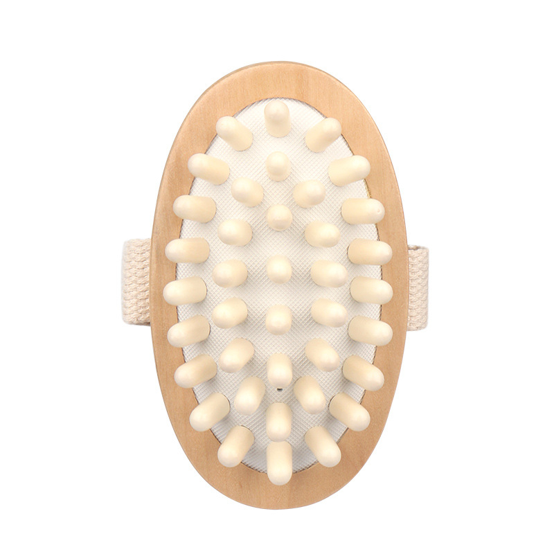 Koka meridiānu ķermeņa masieris ar bumbiņveida galvu muguras masāžai — Nanxi; Materiāls: Hemu; Kategorija: Air cushion comb; Mērķauditorija: parastie lietotāji