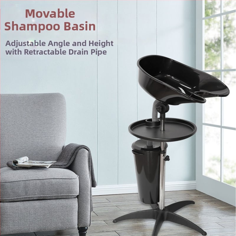 Мобилен басейн за измиване на коса в седнало положение, за домашна или салонна употреба, лек, PP материал, подходящ за бременни и възрастни