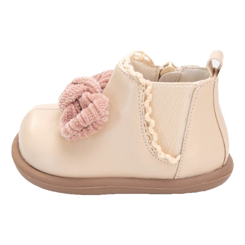 Ghete pentru fetițe, stil prințesă, partea superioară PU, vârf rotund, talpă moale