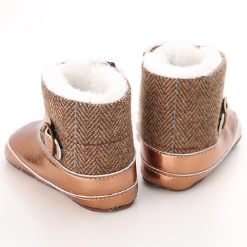 Bērnu ziemas zābaki ar biezu siltinājumu, PU augšdaļa, anti-slip mīkstā zole, Velcro aizdare, vecums 12–36 mēneši