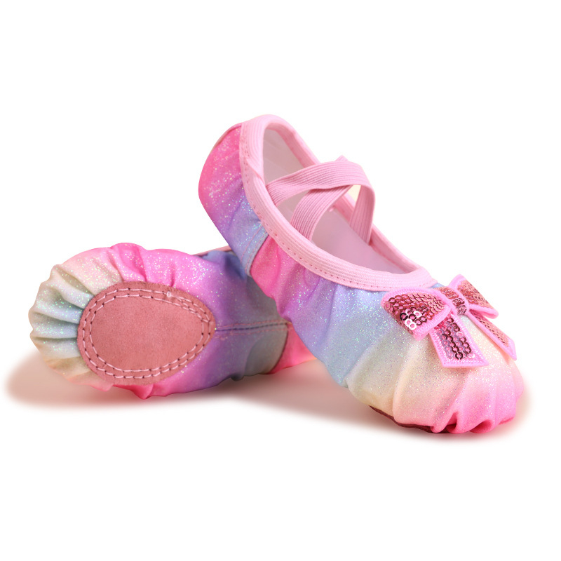 Bērnu baleta zābaki meitenēm – elpojošs auduma augšējais, gumijas zole, mīksta zole baleta nodarbībām