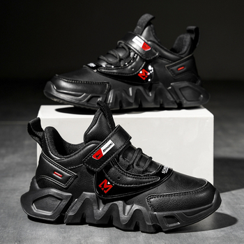 Παιδικά παπούτσια τρεξίματος με επάνω μέρος από συνθετικό δέρμα, αδιάβροχα, ελαφριά, ανθεκτικά στη φθορά, κλείσιμο Velcro.