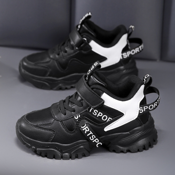 Παιδικά παπούτσια σε στυλ dad shoes με δερμάτινο πάνω μέρος, αδιάβροχα, ελαφριά, αντιολισθητικά, με Velcro κλείσιμο