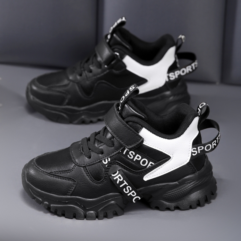 Παιδικά παπούτσια σε στυλ dad shoes με δερμάτινο πάνω μέρος, αδιάβροχα, ελαφριά, αντιολισθητικά, με Velcro κλείσιμο