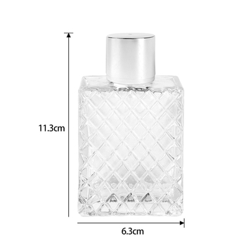 Bočica za nadopunu parfema – 100 ml, staklena, proziran karirani uzorak, puhana boca, prazna bočica za parfem, dinorag