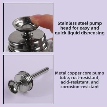 Γυάλινο μπουκάλι για νύχια με ατσάλινη αντλία, σωληνάκι αντλίας με χαλκό-πυρήνα, ανθεκτικό στη διάβρωση, καπάκι προστασίας από σκόνη