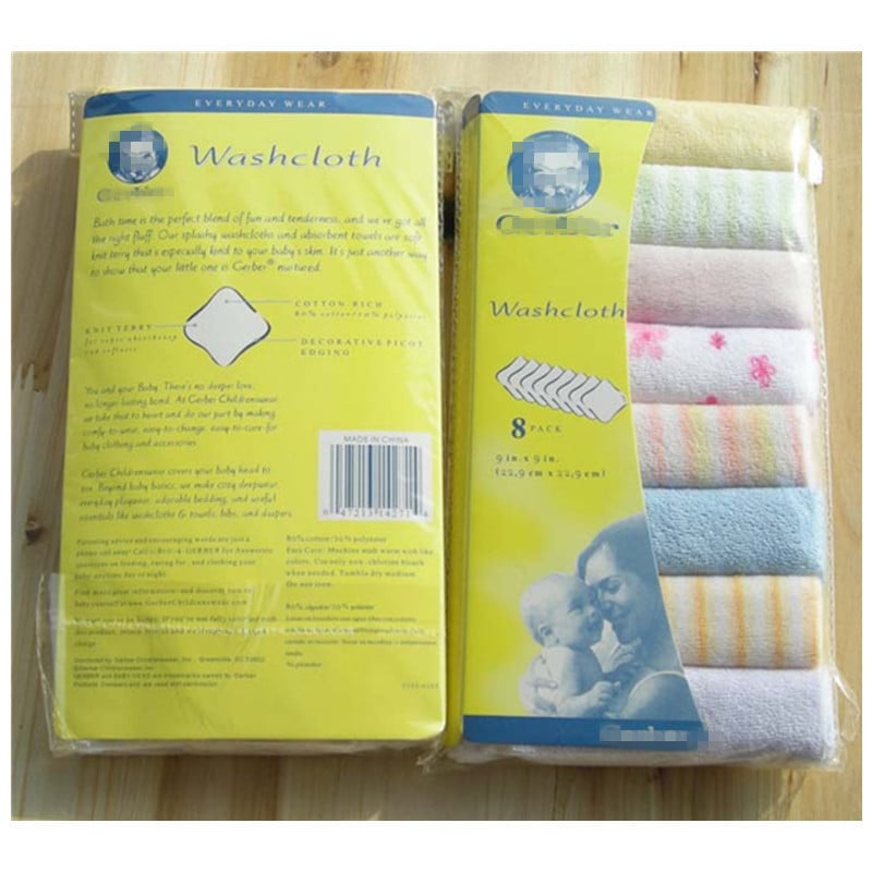 Комплект бебешки кърпи, 8 бр., за слюноотделяне и хранене, 50–80 г