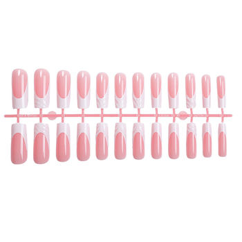 Χειροποίητα αυτοκόλλητα νυχιών σε γαλλικό στυλ με μαρμάρινο σχέδιο, σετ 24 τεμάχια για εφαρμογή – Miss Bloom