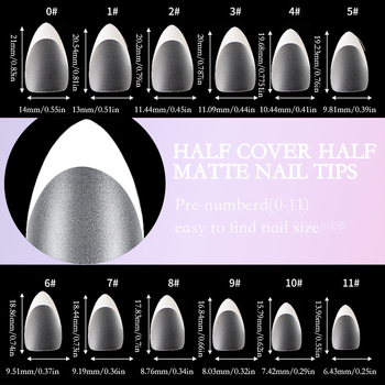 Αυτοκόλλητα νυχιών, αμυγδαλόσχημα, γαλλικό άκρο, ματ φινίρισμα, υπερλεπτές