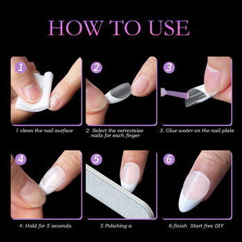 Αυτοκόλλητα νυχιών, αμυγδαλόσχημα, γαλλικό άκρο, ματ φινίρισμα, υπερλεπτές