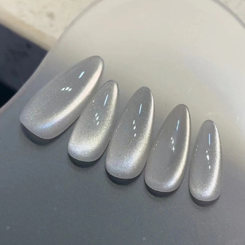 Cat-eye νύχια σε σχήμα αμυδρού αμυγδού, μάρμαρο μοτίβο, Zhejiang OEM, για κυρίες