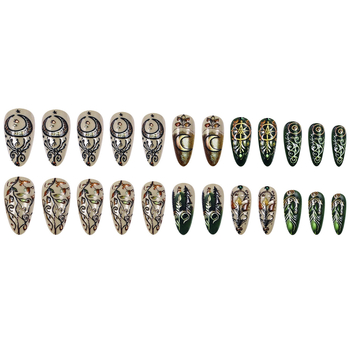 Αντικαταστάσιμες τεχνητές άκρες νυχιών Lin qisi - αποσπώμενες, λουλουδάτος σχεδιασμός, στυλ Ins, για κυρίες