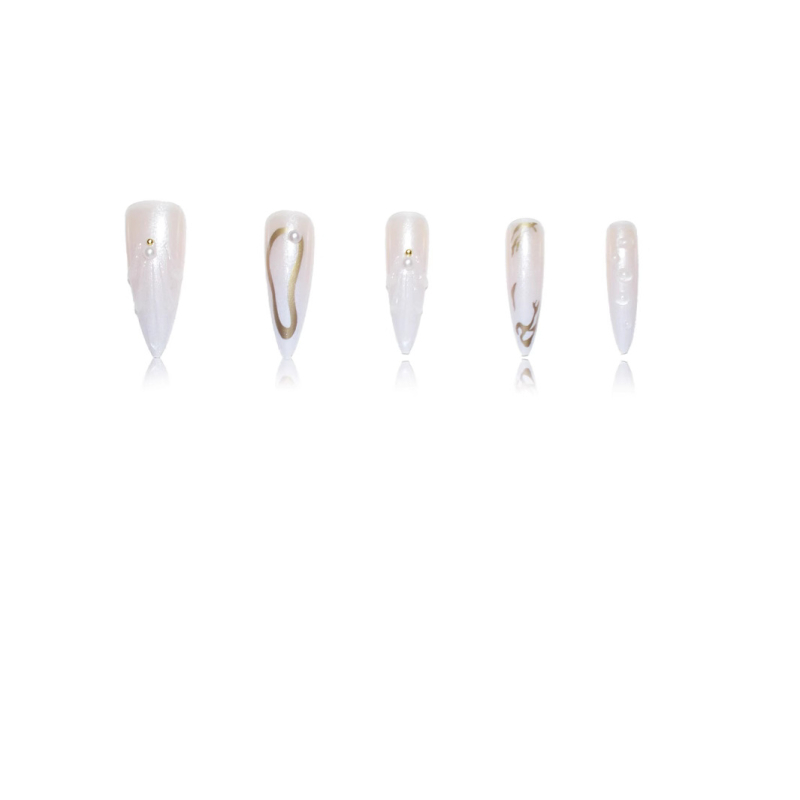 3D миндалевидни нокътни плочи – шарка от мида, сладък стил, ледено прозрачно