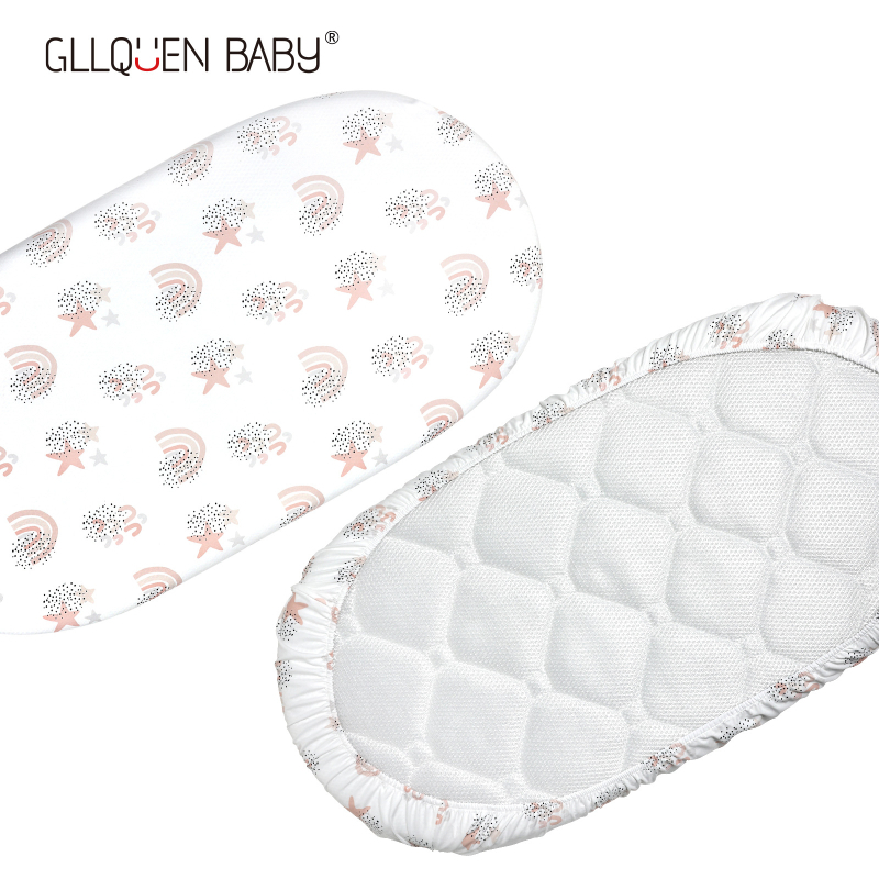 Бебешки фиксиран чаршаф с шевове, полиестер-памук, комплект 1 бр., дигитално печатане, четирисезонен