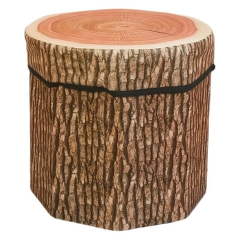 Съхранителен табурет с текстилна тапицерия, сгъваем дизайн, октогонална колона, капацитет 27 л, товароносимост 80 кг