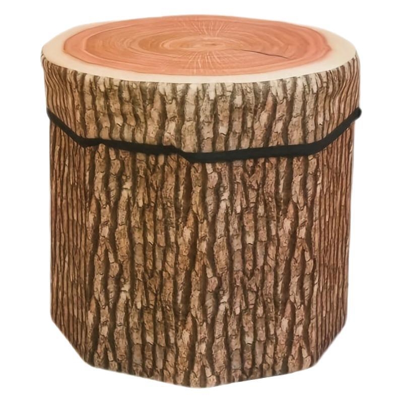 Съхранителен табурет с текстилна тапицерия, сгъваем дизайн, октогонална колона, капацитет 27 л, товароносимост 80 кг